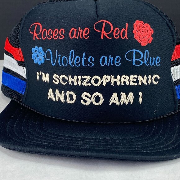 Vintage Roses Are Red I'm Schizophrenic And So Am I Snapback Mesh Hat - Picture 2 of 11